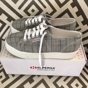 Superga Plaid Sneakers - Black and White